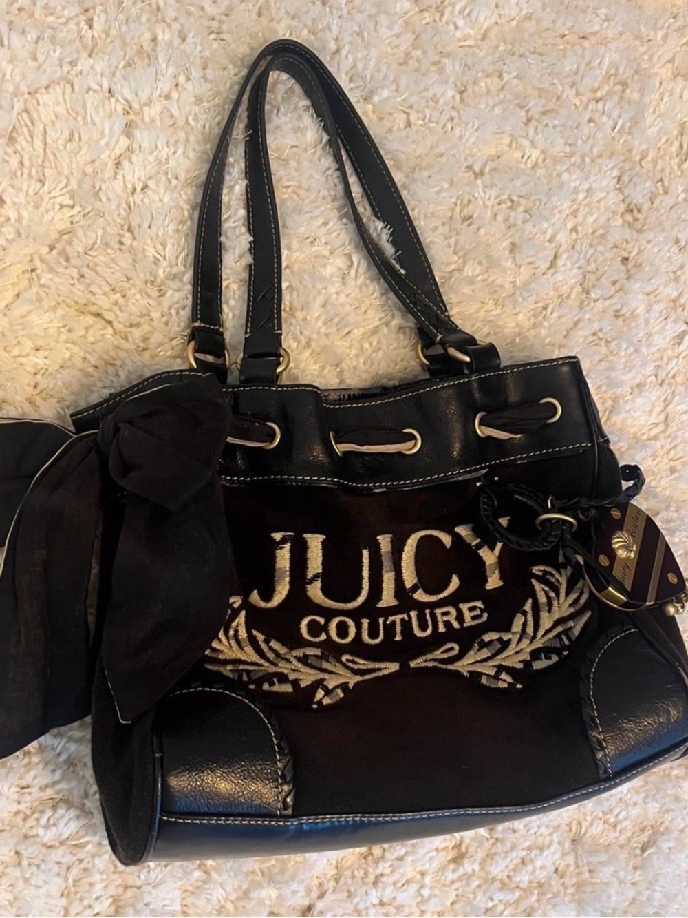 Juicy Couture brown + gold mermaid seashell purse